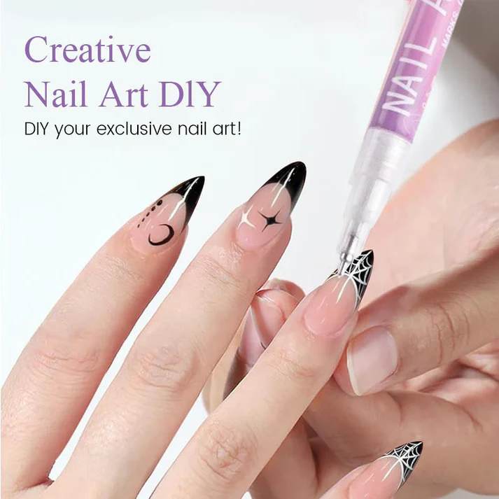 12 Colors Nail Art Marker Pen Set – DIY Creative Nail Design Pens
